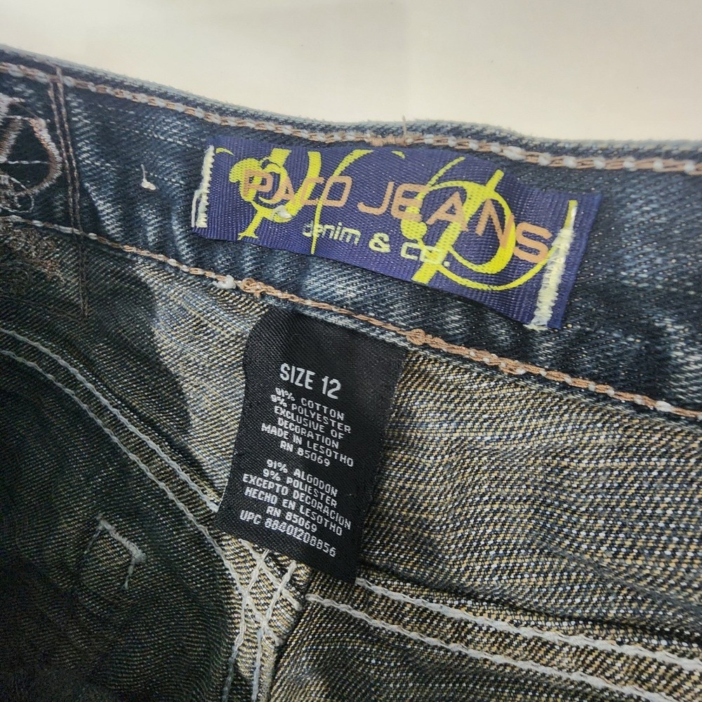 PACO Jeans Blue Denim Boys size 12 Embellished Pockets Rock Embroidered - Picture 10 of 11